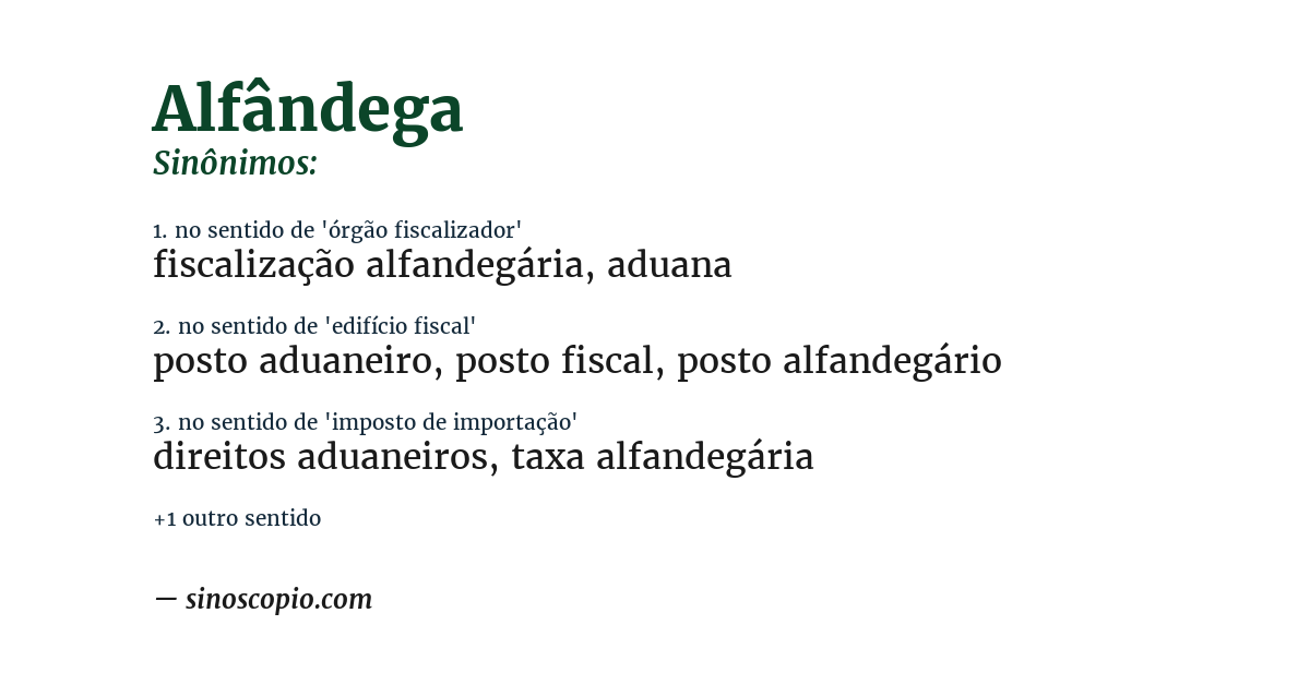 Sinônimo de alfândega