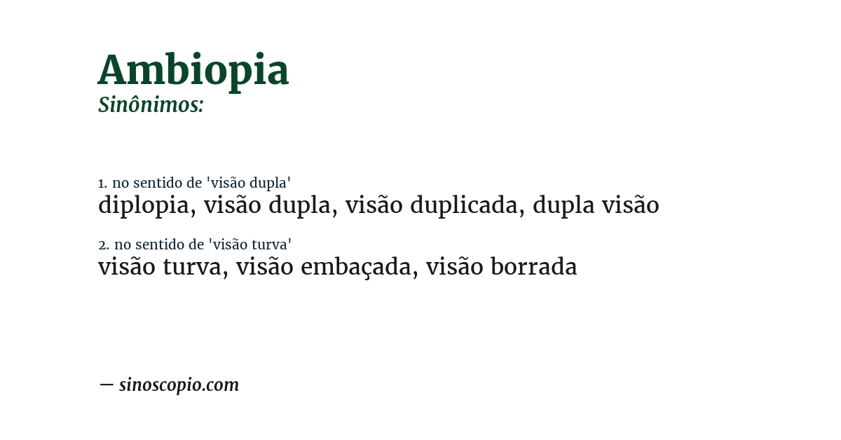 Sinônimo de ambiopia