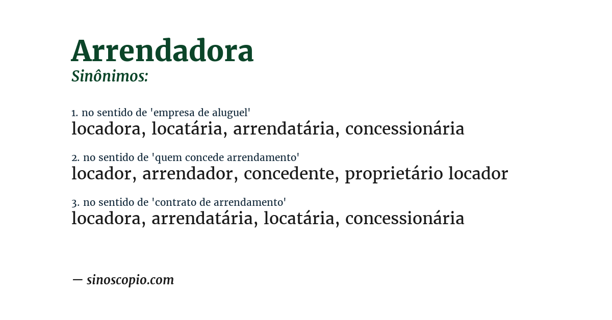 Sinônimo de arrendadora