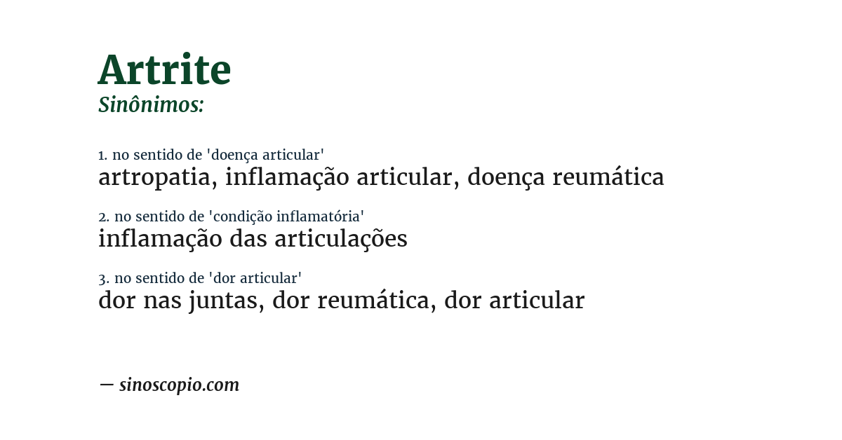 Sinônimo de artrite