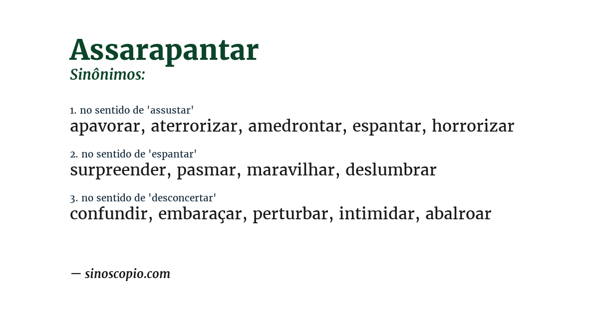 Sinônimo de assarapantar