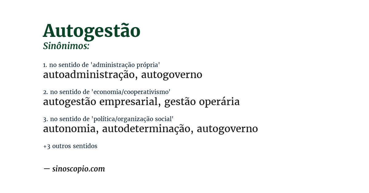 Sinônimo de autogestão