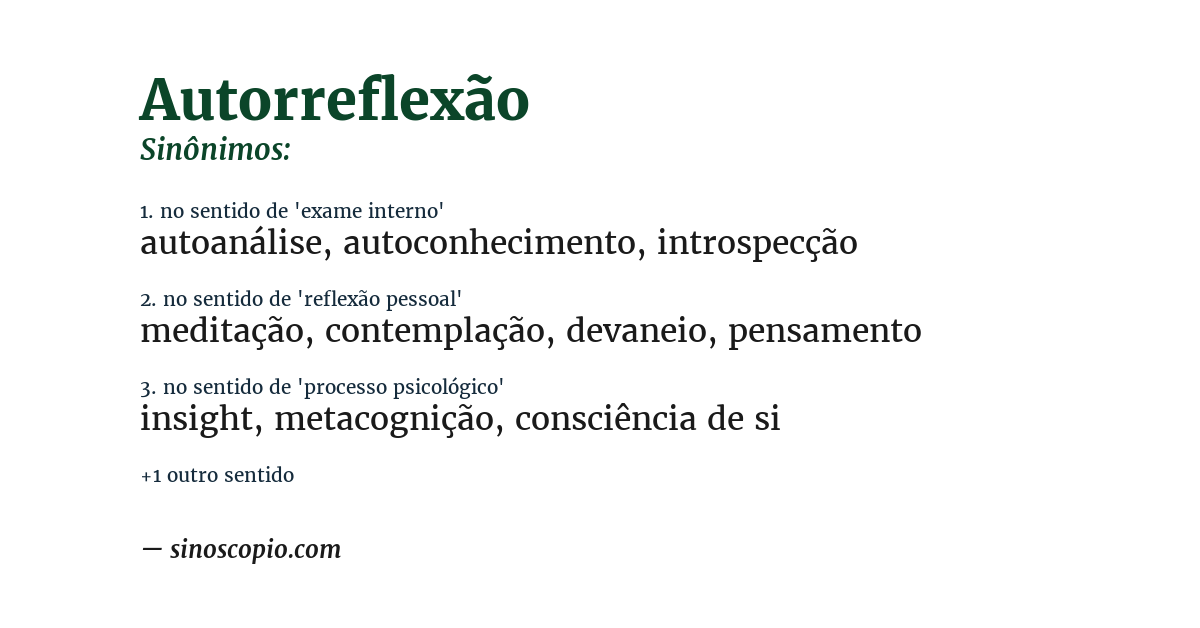Sinônimo de autorreflexão