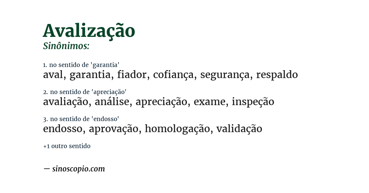 Sinônimo de avalização
