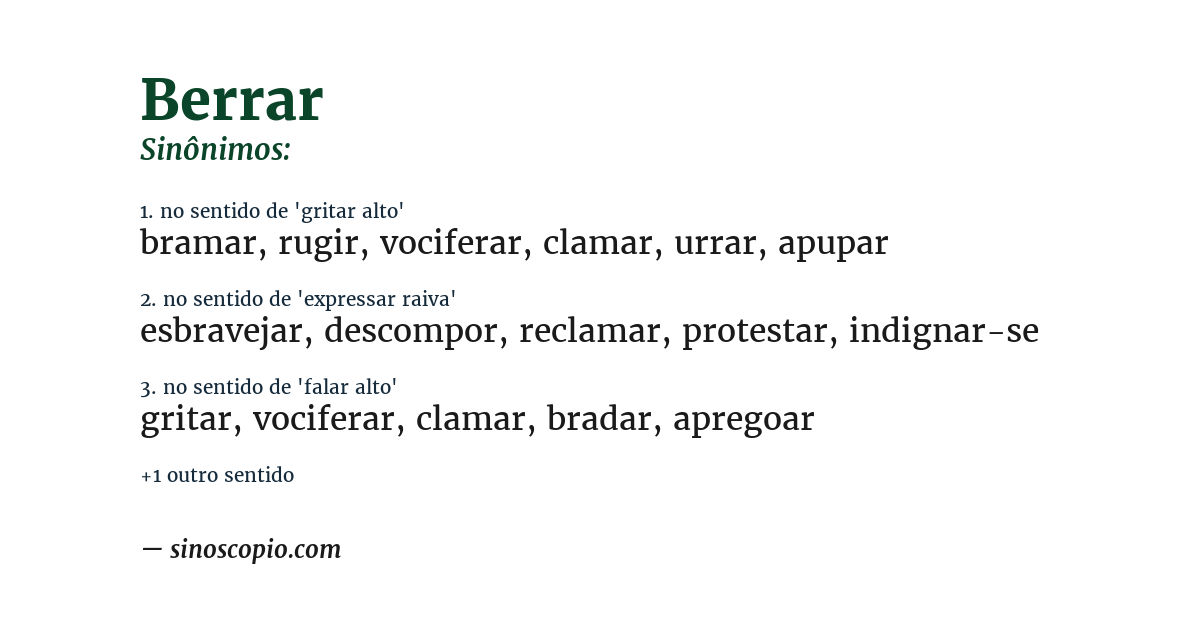 Sinônimo de berrar