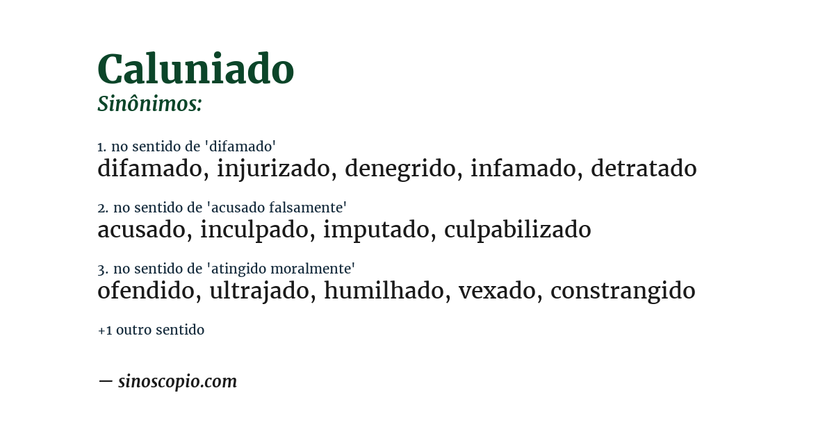 Sinônimo de caluniado