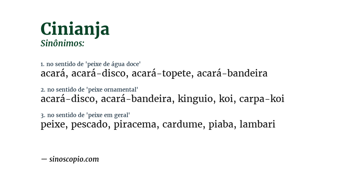 Sinônimo de cinianja