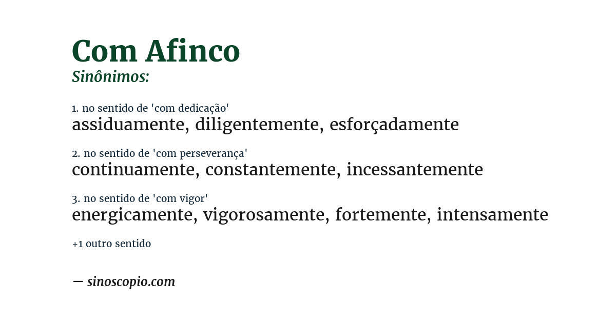 Sinônimo de com afinco