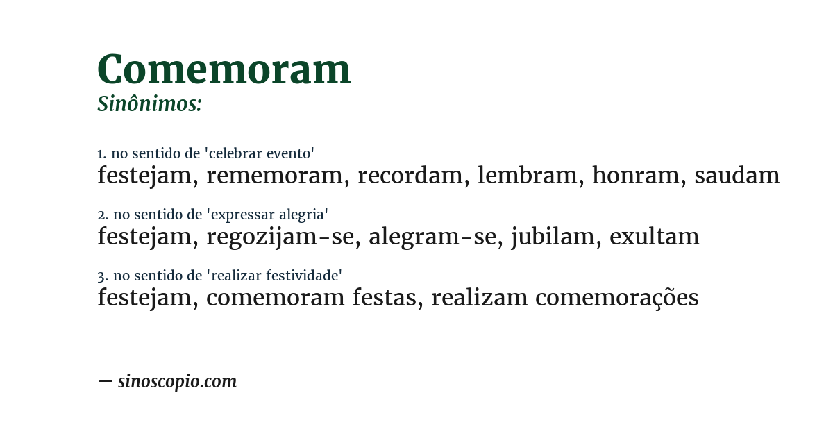 Sinônimo de comemoram