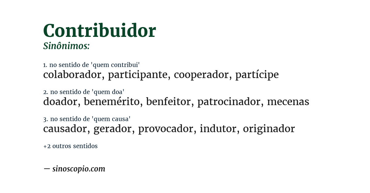 Sinônimo de contribuidor