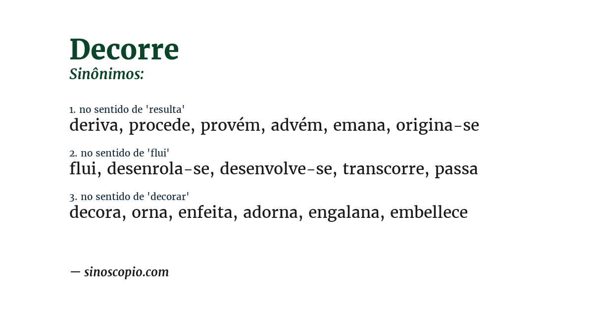 Sinônimo de decorre