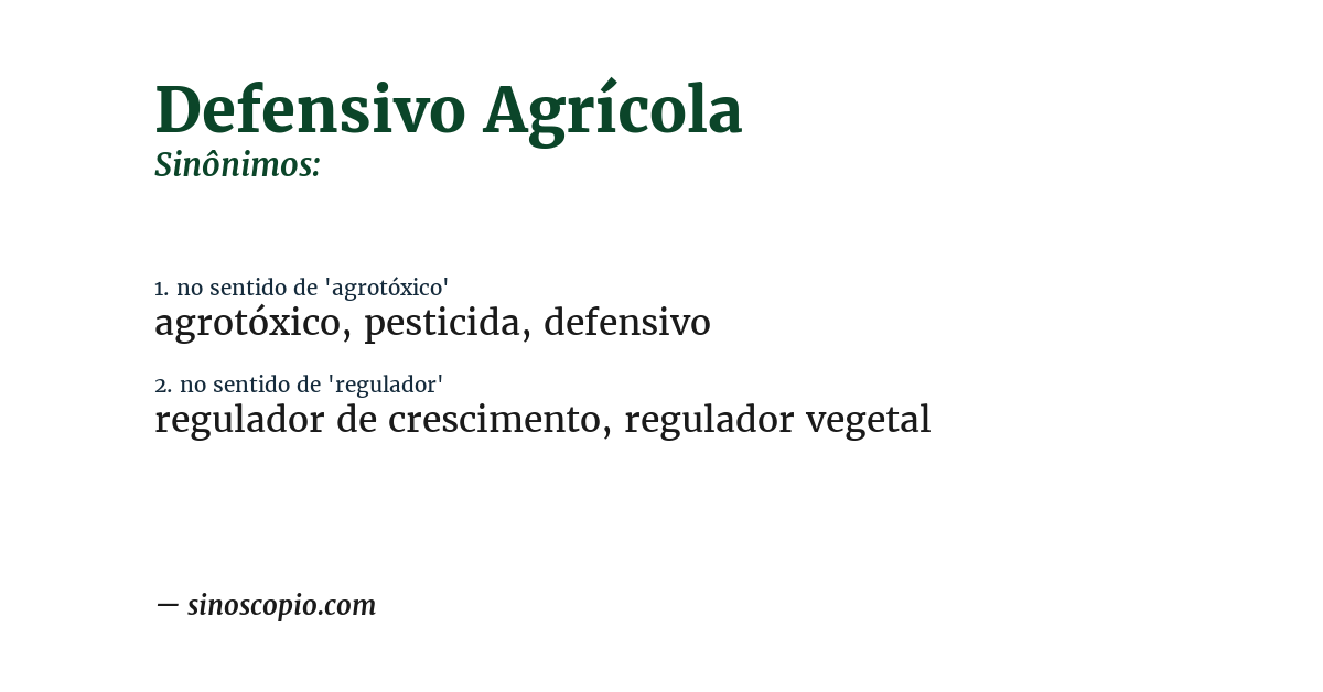 Sinônimo de defensivo agrícola