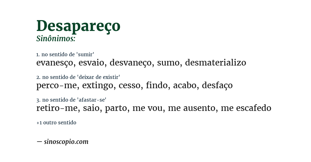 Sinônimo de desapareço