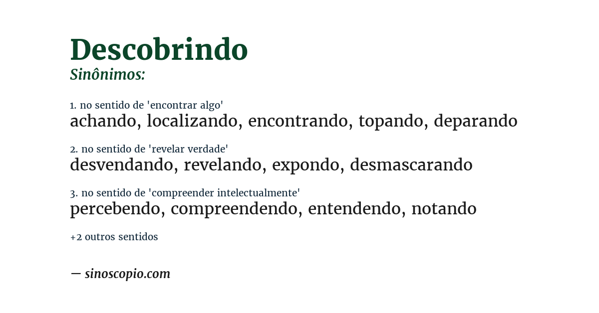 Sinônimo de descobrindo