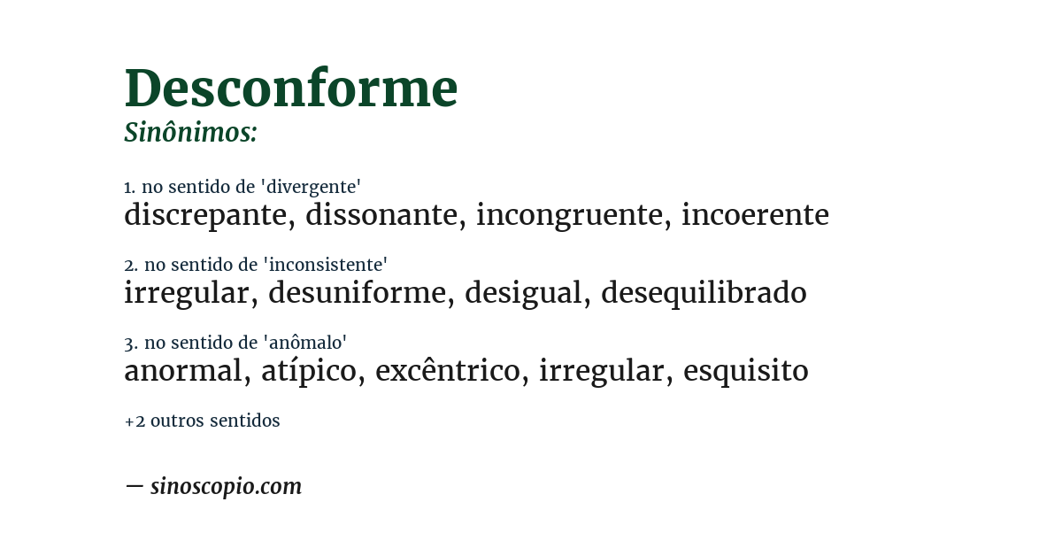 Sinônimo de desconforme