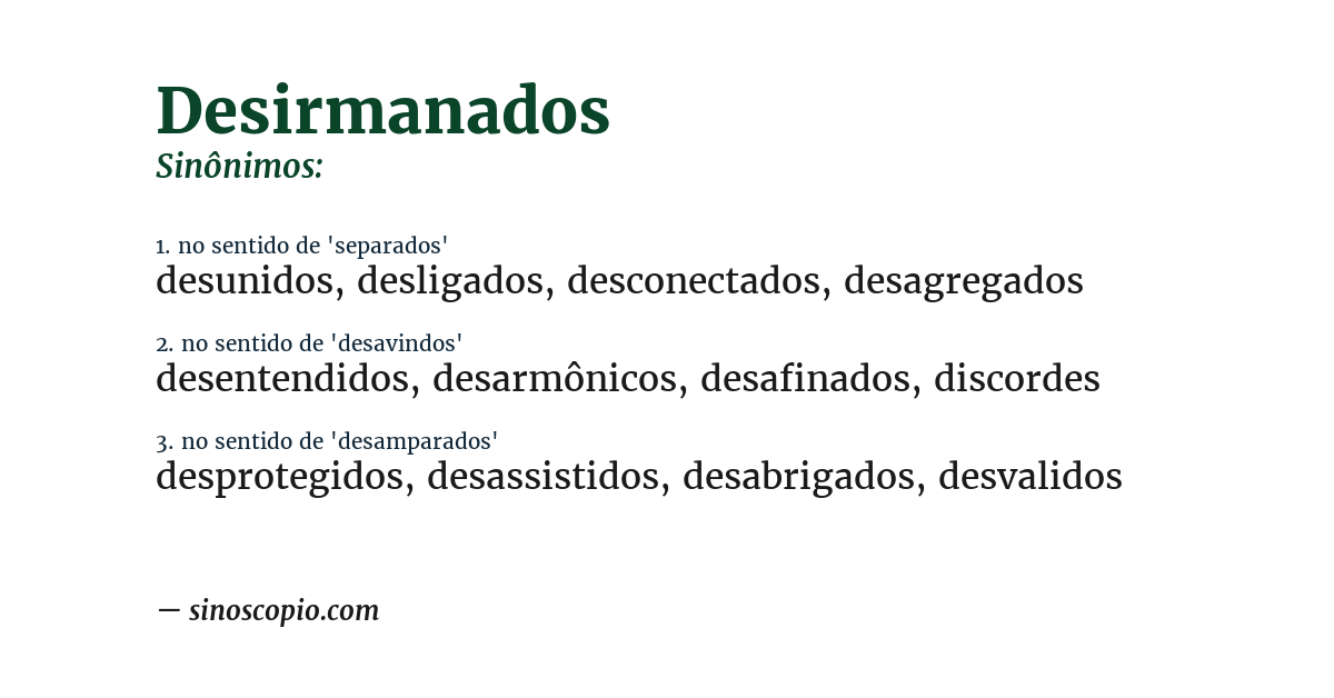 Sinônimo de desirmanados