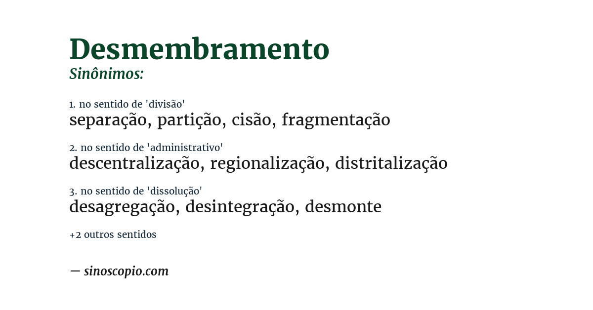 Sinônimo de desmembramento