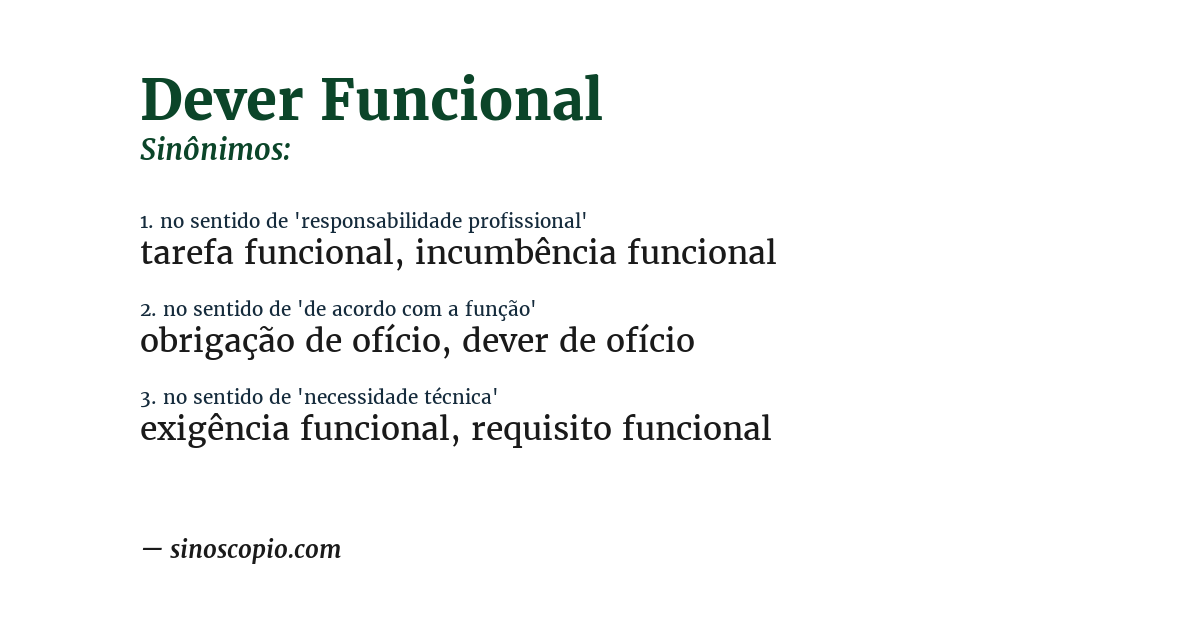 Sinônimo de dever funcional