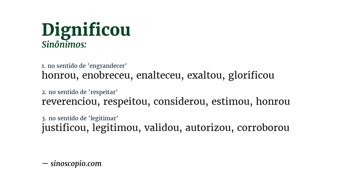 Sinônimo de dignificou