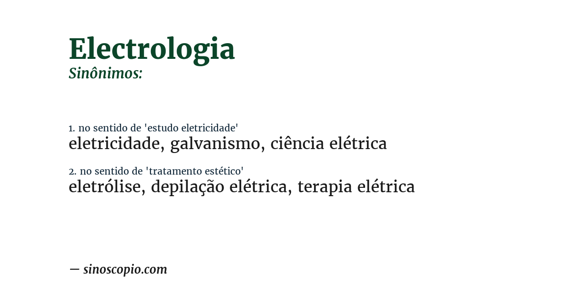 Sinônimo de electrologia
