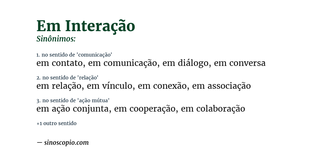 Sinônimo de em interação