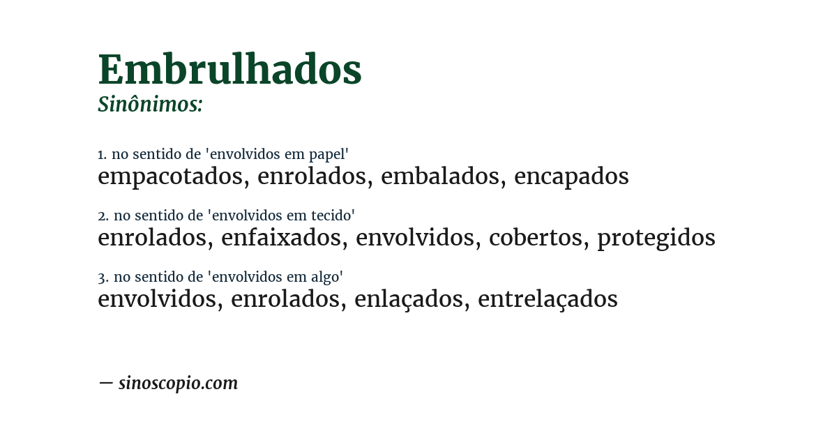 Sinônimo de embrulhados