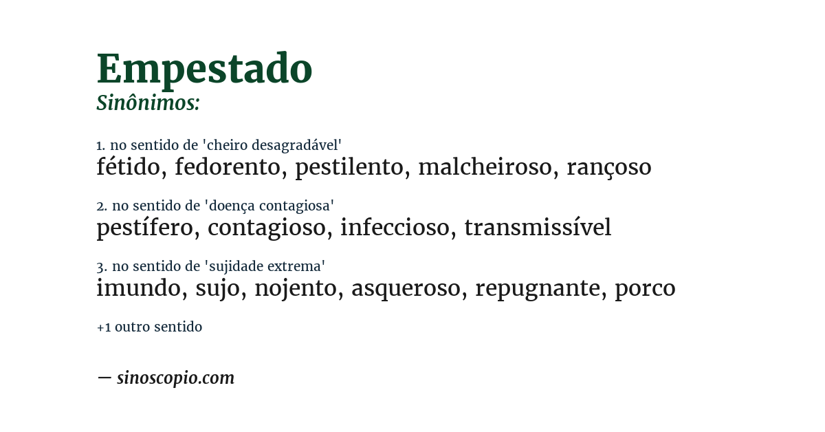 Sinônimo de empestado