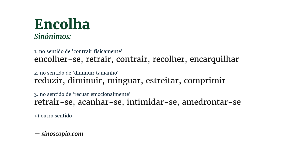 Sinônimo de encolha
