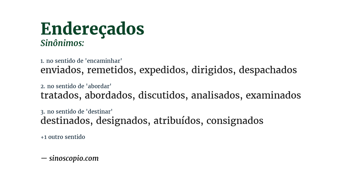 Sinônimo de endereçados