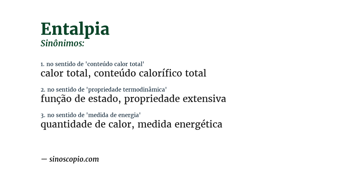 Sinônimo de entalpia