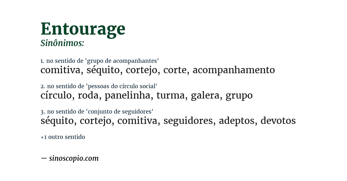 Sinônimo de entourage