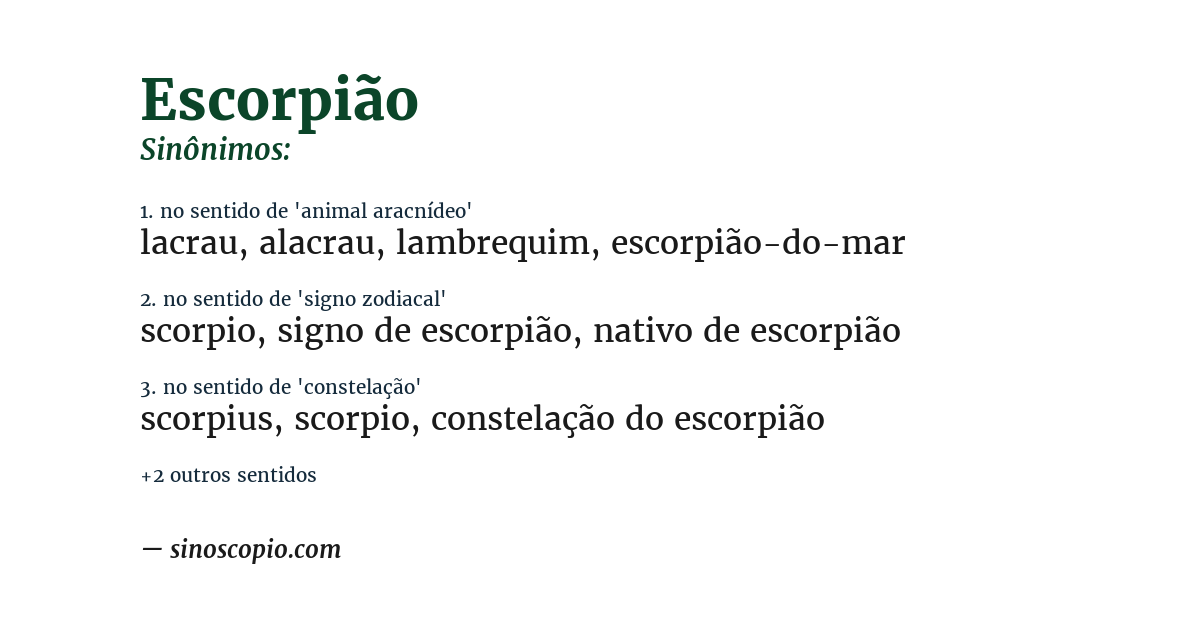 Sinônimo de escorpião
