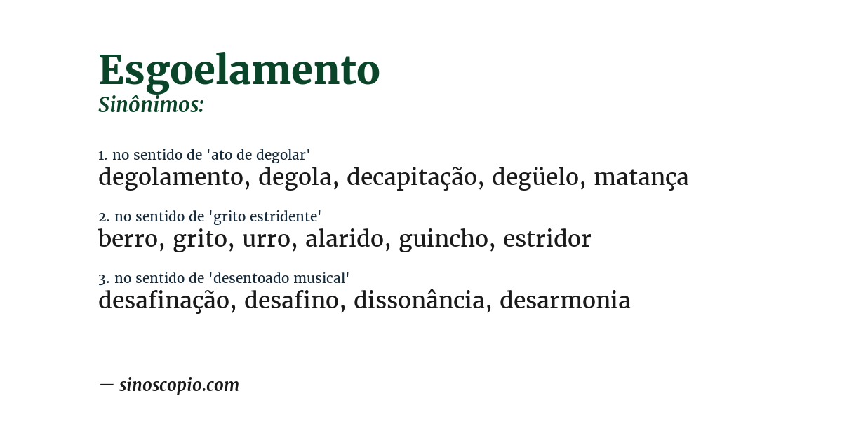 Sinônimo de esgoelamento