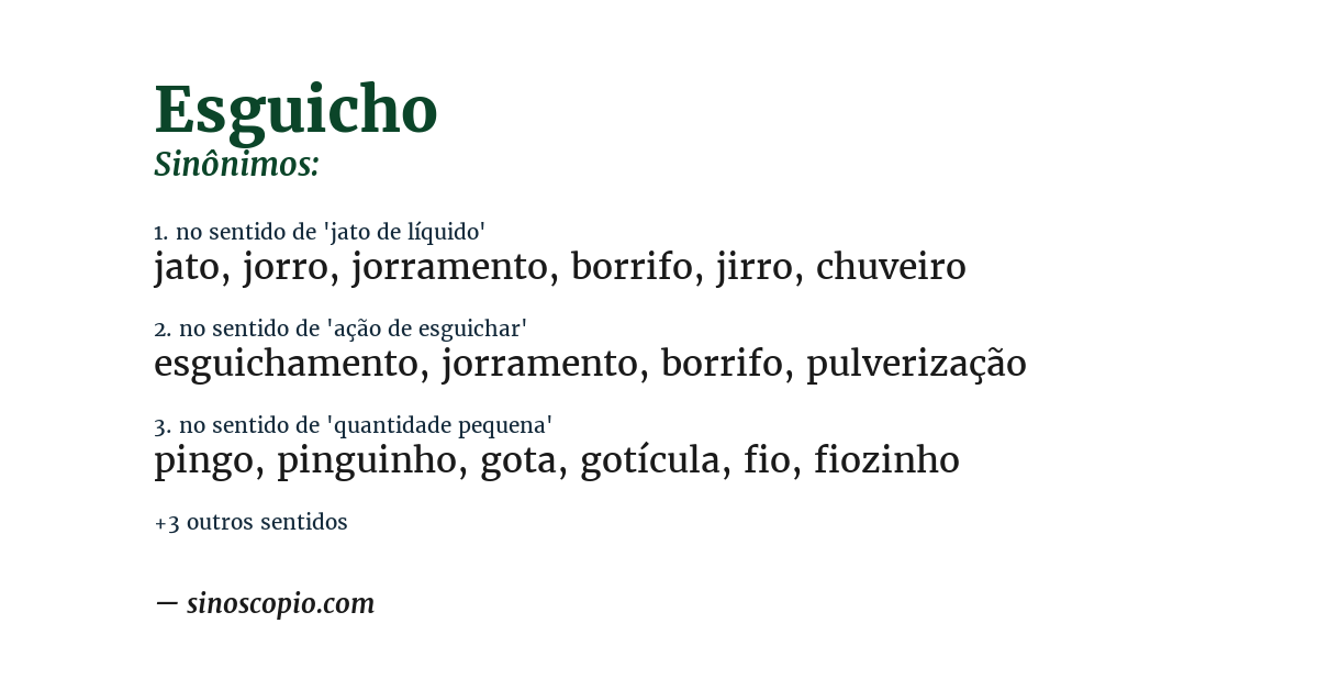 Sinônimo de esguicho
