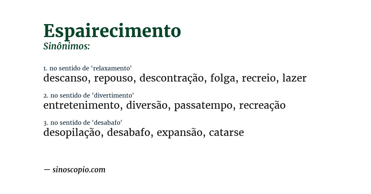Sinônimo de espairecimento