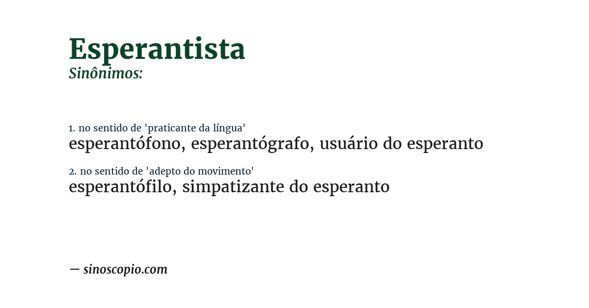 Sinônimo de esperantista