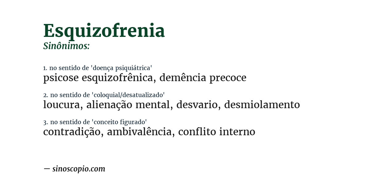 Sinônimo de esquizofrenia