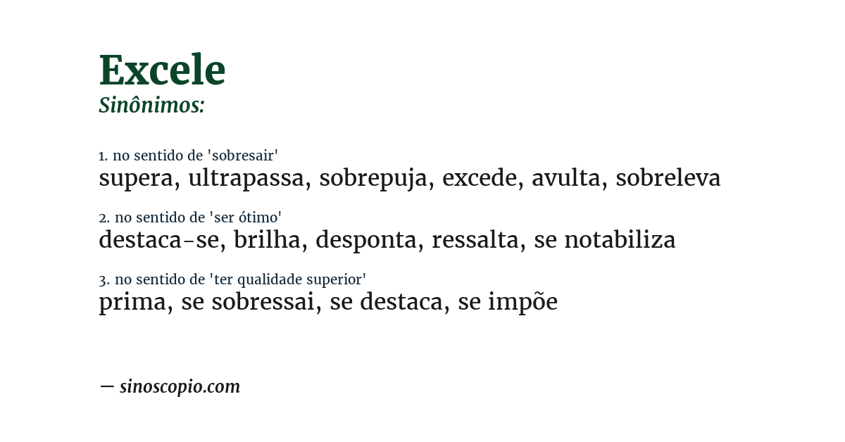 Sinônimo de excele
