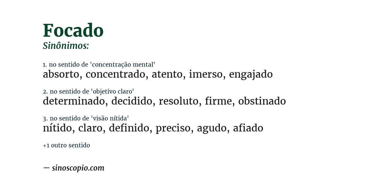 Sinônimo de focado