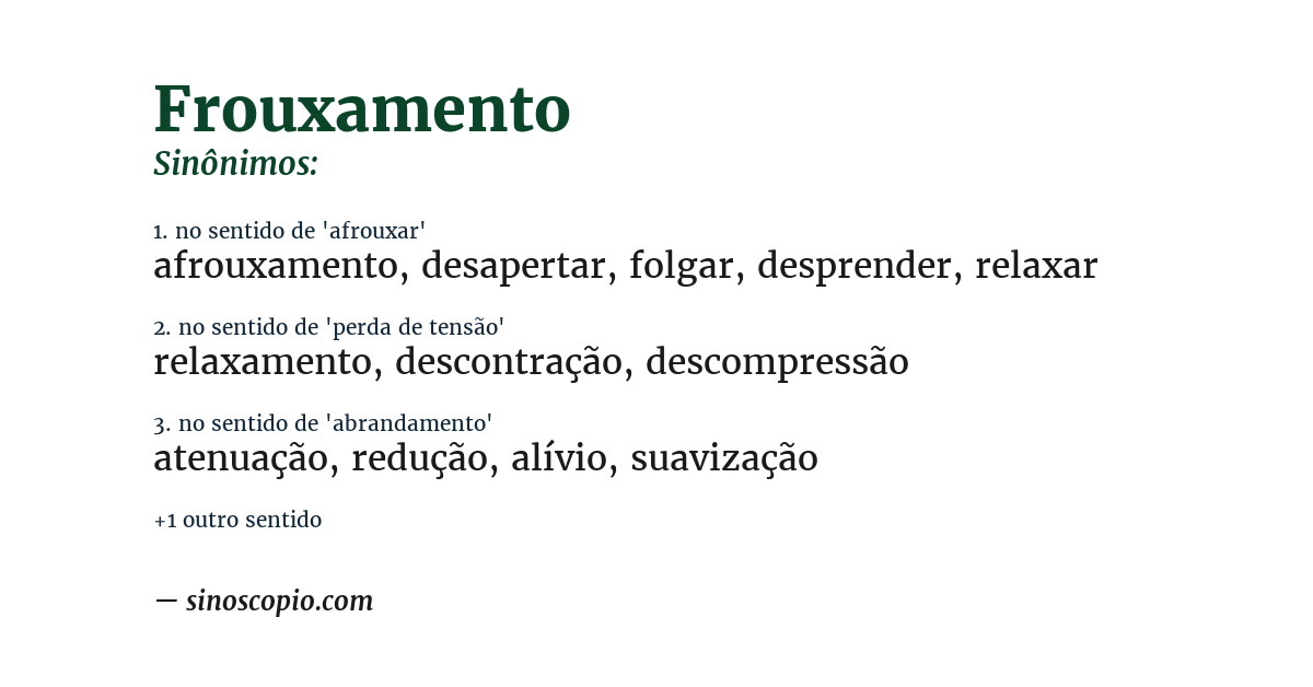 Sinônimo de frouxamento