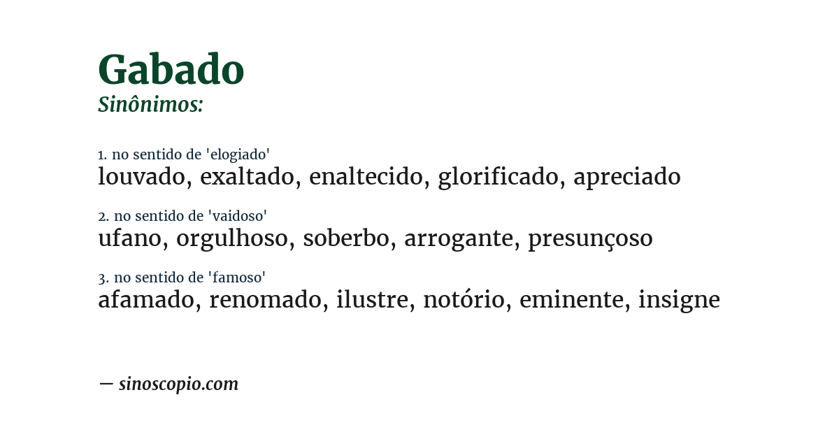 Sinônimo de gabado