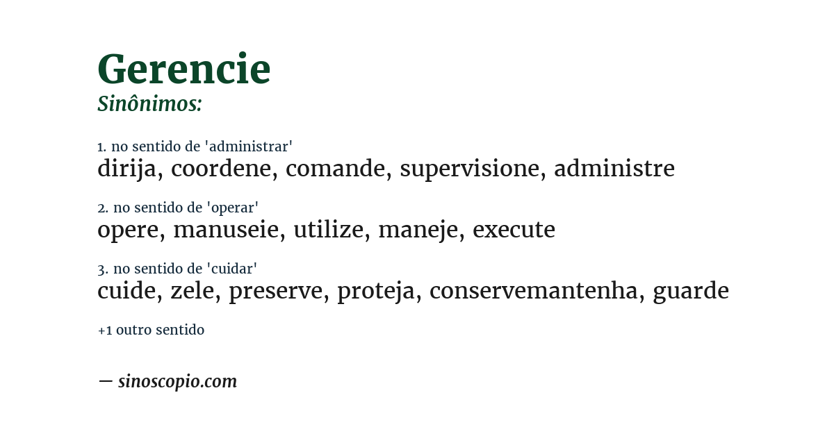 Sinônimo de gerencie