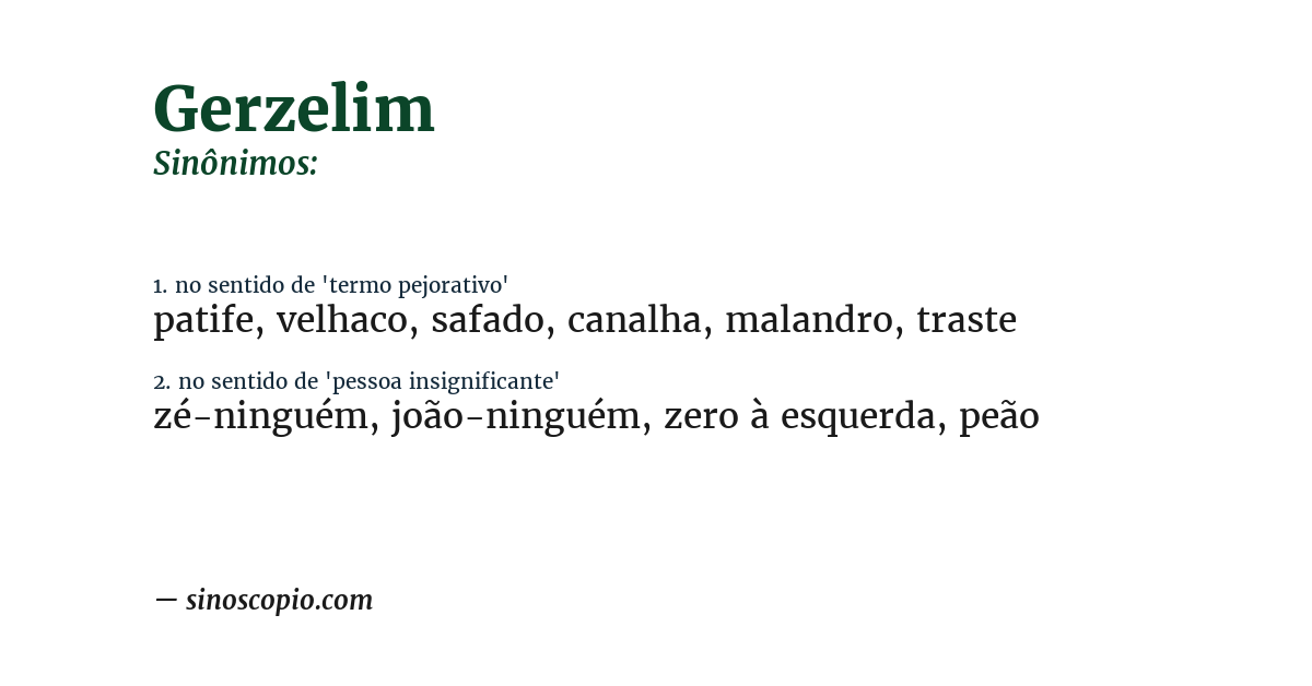 Sinônimo de gerzelim