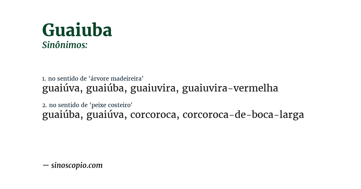 Sinônimo de guaiuba
