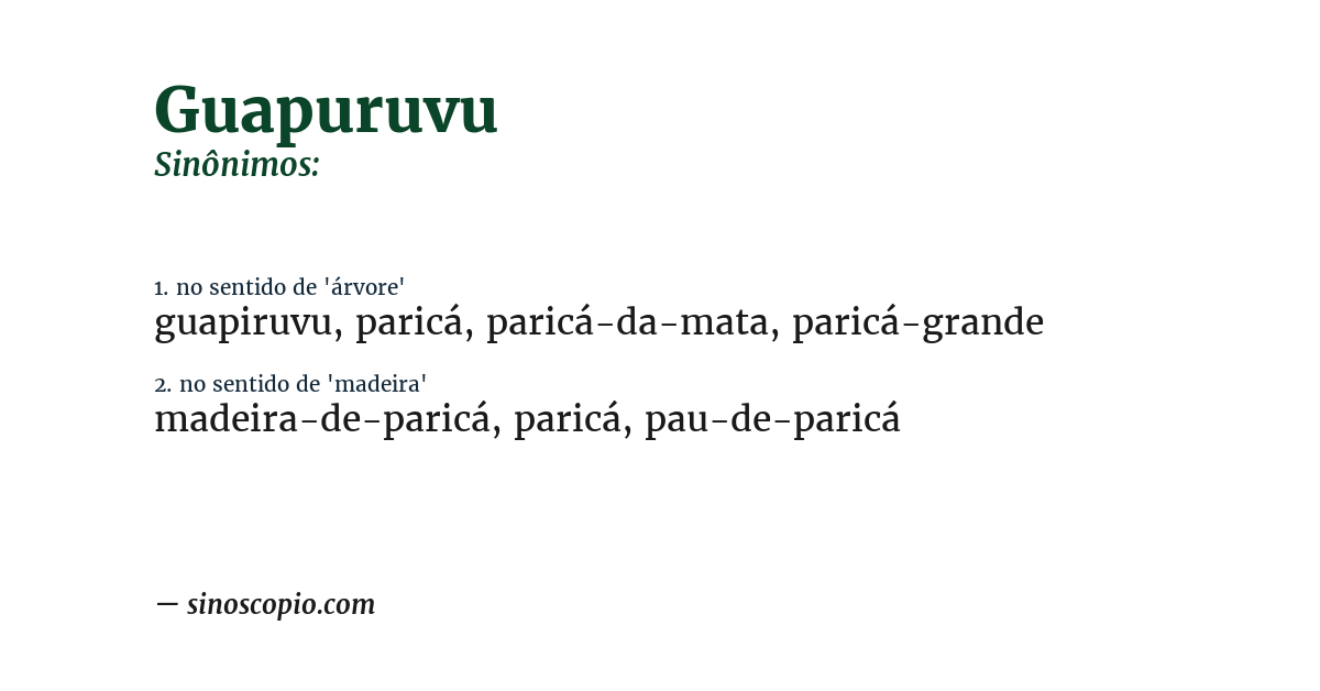 Sinônimo de guapuruvu