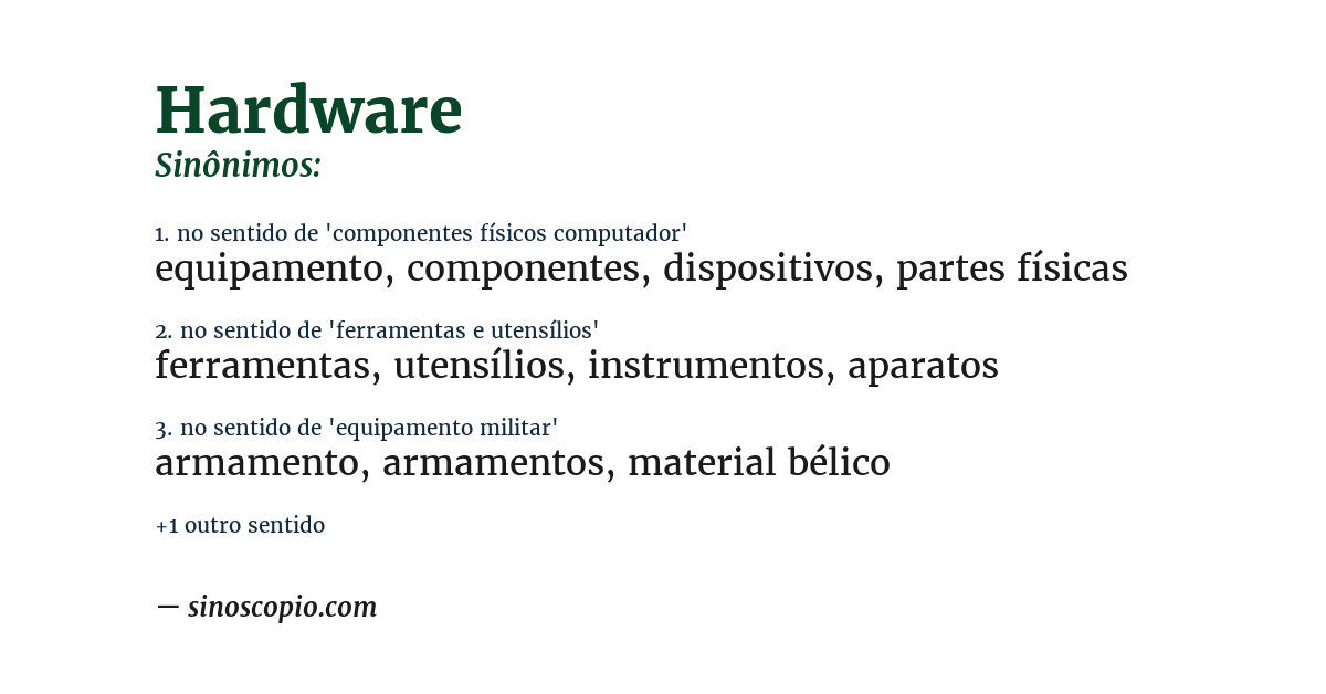 Sinônimo de hardware