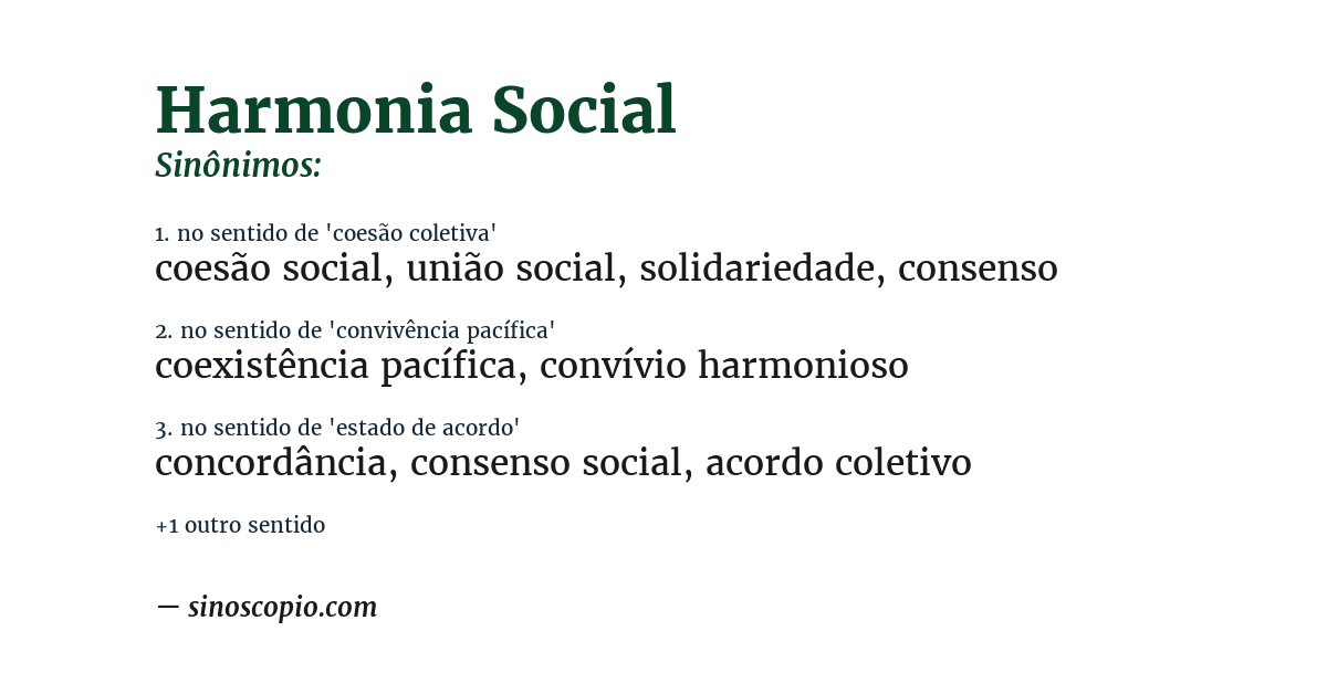 Sinônimo de harmonia social