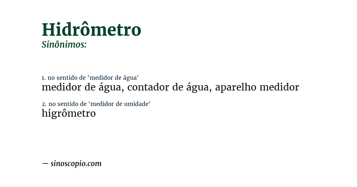 Sinônimo de hidrômetro