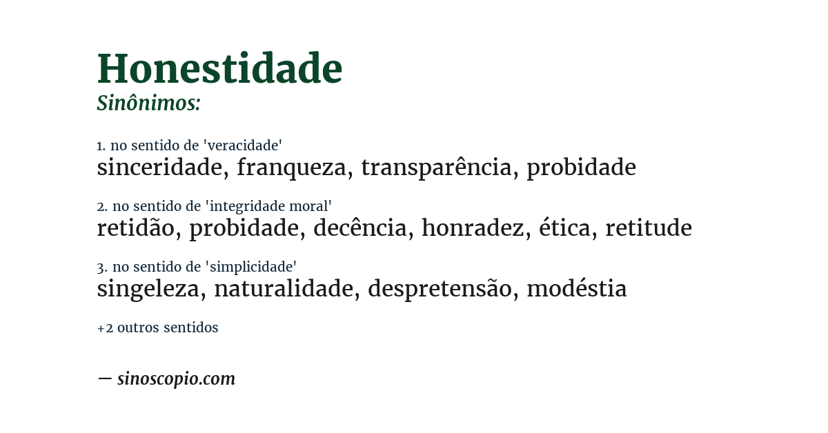 Sinônimo de honestidade