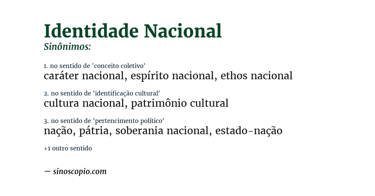 Sinônimo de identidade nacional